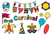 Carnival show set of doodle icons.