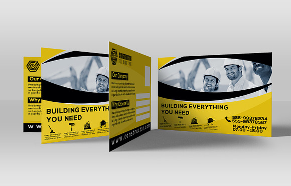 Construction Company PostCard in Postcard Templates - product preview 2