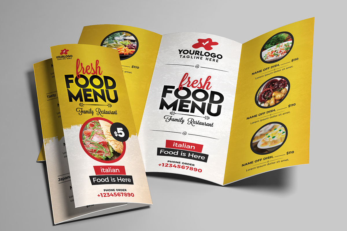Restaurant Menu Tri Fold Brochure in Flyer Templates - product preview 8