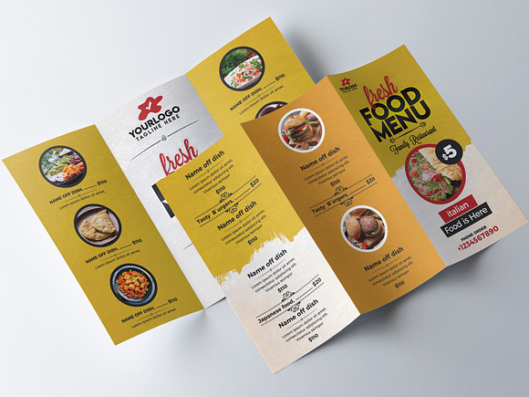 Restaurant Menu Tri Fold Brochure in Flyer Templates - product preview 3