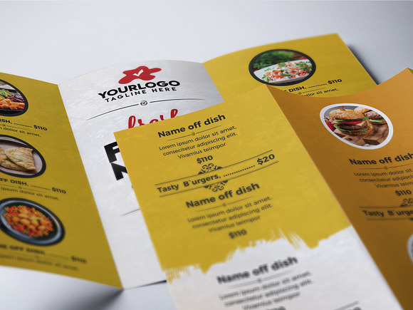 Restaurant Menu Tri Fold Brochure in Flyer Templates - product preview 4