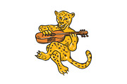 Happy Jaguar Playing Acoustic Guitar