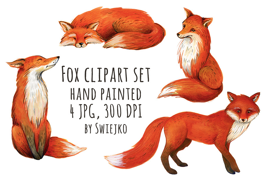 Fox illustration, clipart in Illustrations - product preview 8
