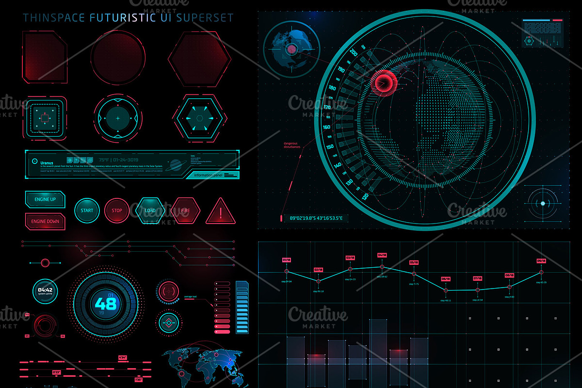Futuristic Sci Fi Modern UI Set in Illustrations - product preview 8
