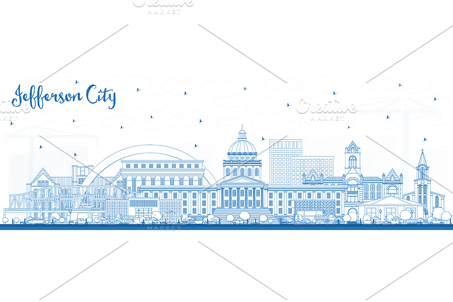 Outline Jefferson City Missouri  in Illustrations - product preview 8