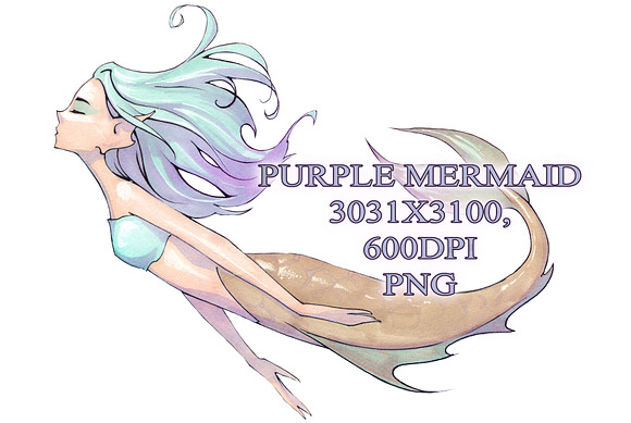 Swimming mermaid in Illustrations - product preview 1