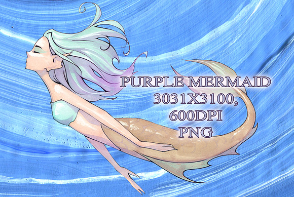 Swimming mermaid in Illustrations - product preview 2
