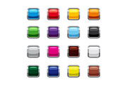 Blank square buttons icons set