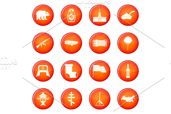 Russia icons vector set