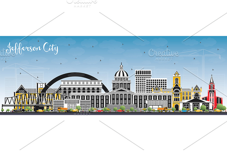 Jefferson City Missouri Skyline in Illustrations - product preview 8