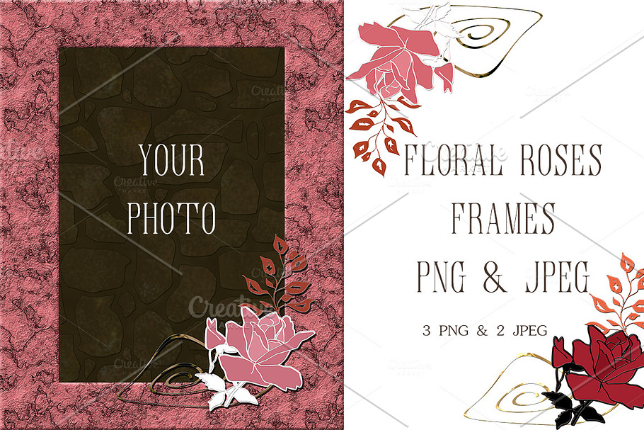 Frame & Floral Roses PNG files
