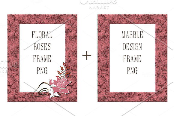Frame & Floral Roses PNG files in Objects - product preview 1