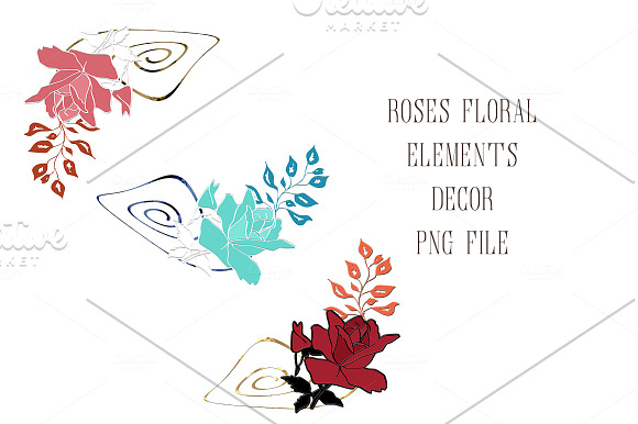 Frame & Floral Roses PNG files in Objects - product preview 2