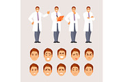 Doctor poses and emotions set