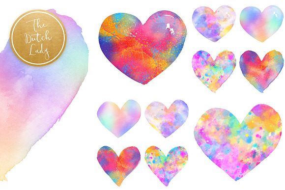 Valentine Rainbow Heart Clipart Set in Illustrations - product preview 2