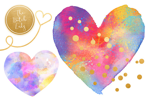 Valentine Rainbow Heart Clipart Set in Illustrations - product preview 4