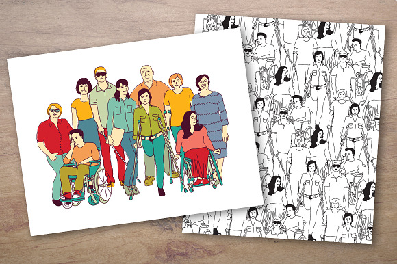 People with disabilities vector set in Illustrations - product preview 1
