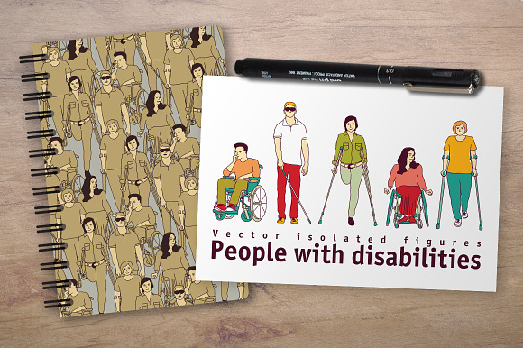 People with disabilities vector set in Illustrations - product preview 3