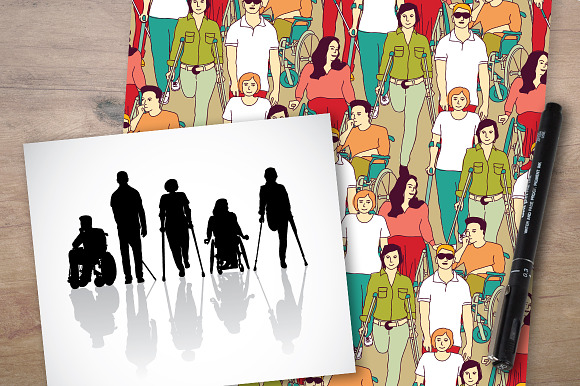People with disabilities vector set in Illustrations - product preview 4