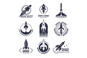 Space logotypes. Rockets and flight