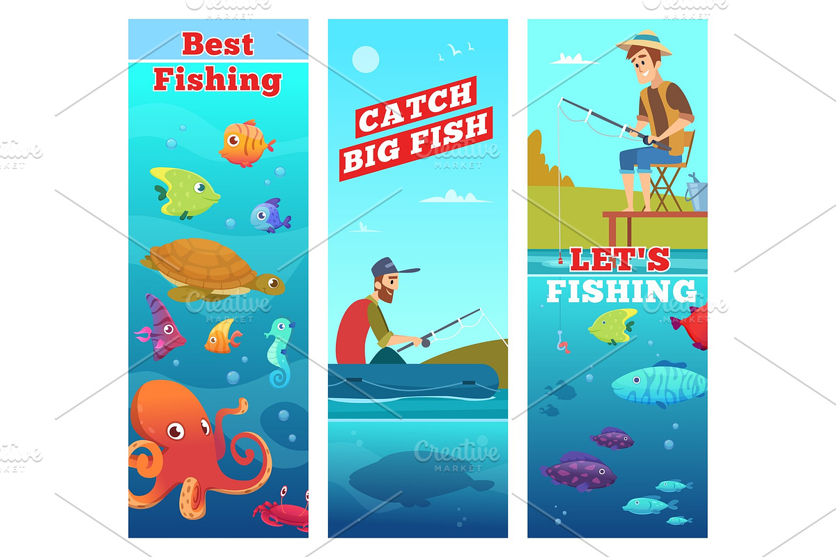 Fishing banners. Underwater sea in Graphics - product preview 8