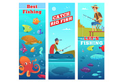 Fishing banners. Underwater sea