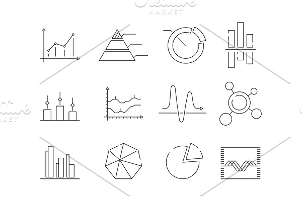 Graphs charts icons. Business