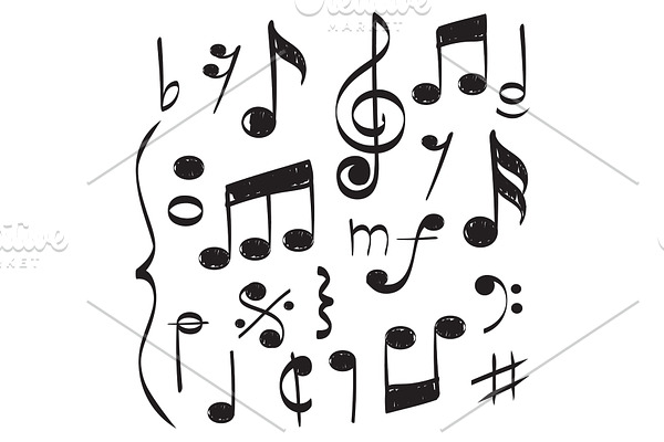 Notes music. Vector hand drawn