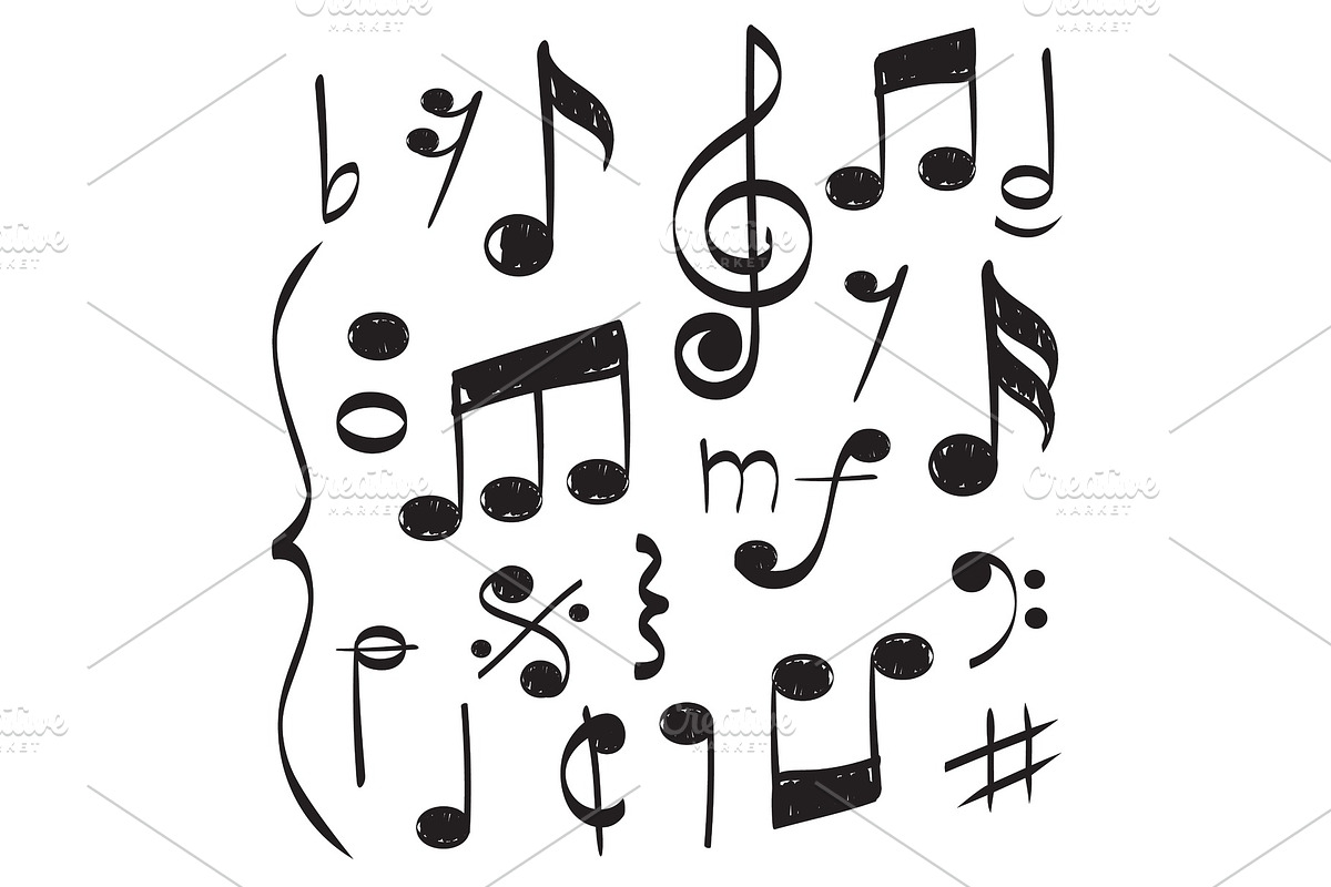Notes music. Vector hand drawn in Graphics - product preview 8