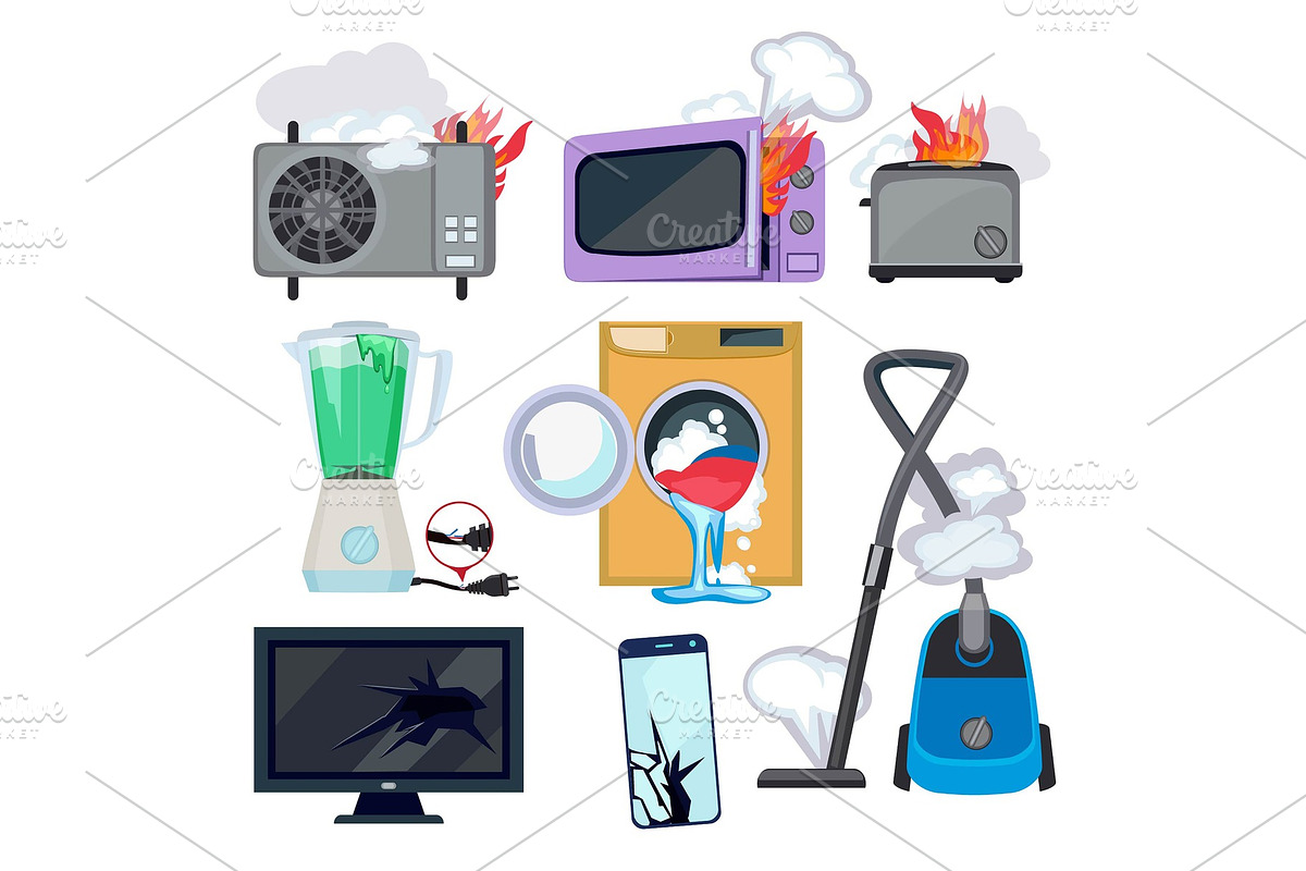 Damaged appliance. Broken household in Graphics - product preview 8