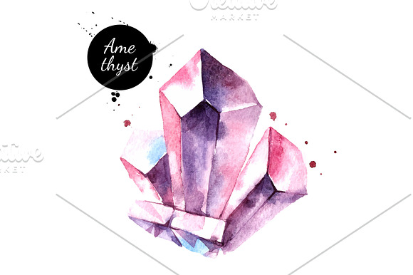 Watercolor Gemstones Vector Set in Illustrations - product preview 1
