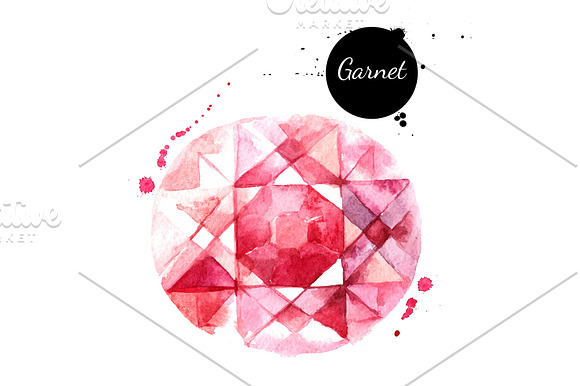 Watercolor Gemstones Vector Set in Illustrations - product preview 2