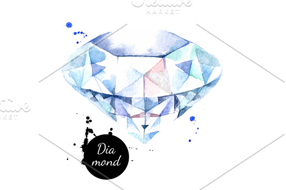 Watercolor Gemstones Vector Set in Illustrations - product preview 4