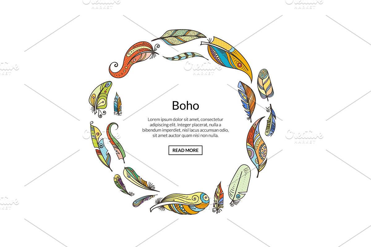 Vector boho doodle feathers in in Illustrations - product preview 8