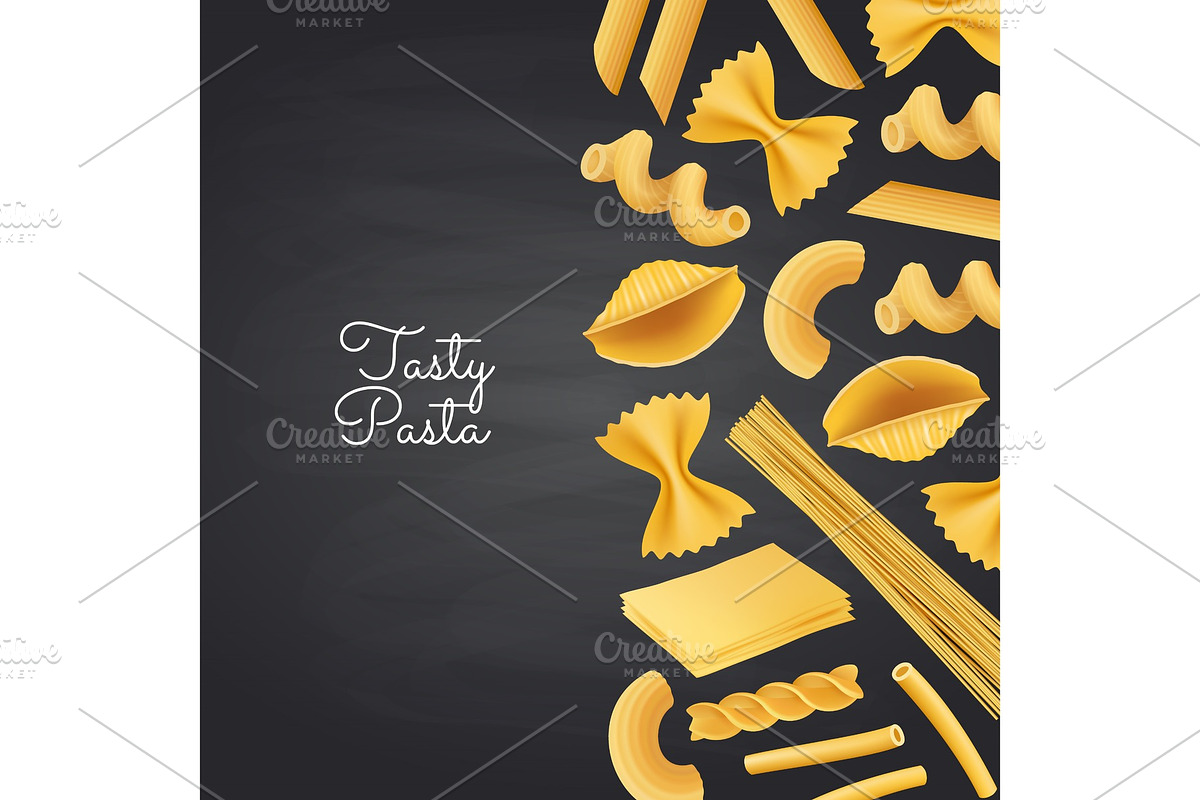 Vector pasta types on black in Textures - product preview 8