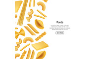 Vector banner realistic pasta types