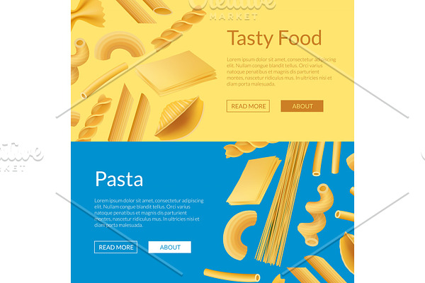 Vector realistic pasta types web