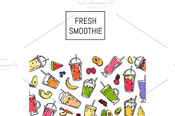 Vector doodle fresh smoothie drink