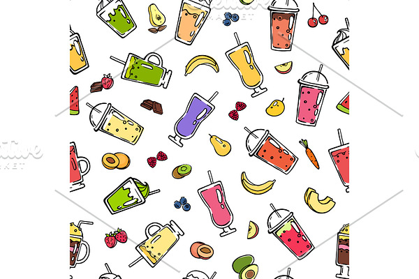 Vector doodle smoothie pattern or