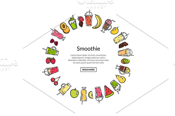 Vector doodle smoothie in circle