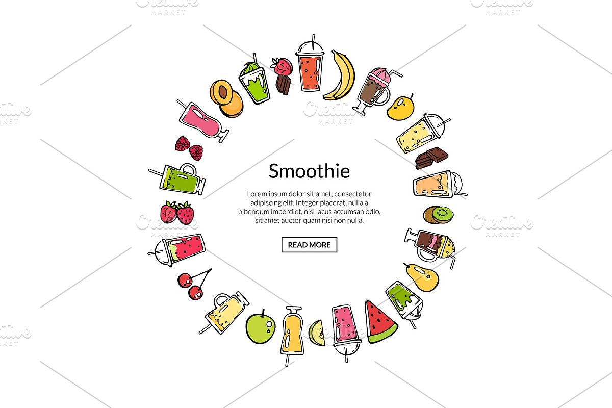 Vector doodle smoothie in circle in Illustrations - product preview 8
