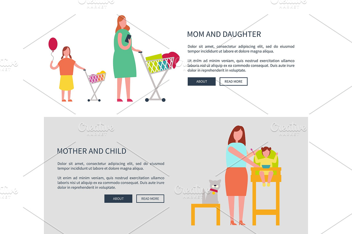 Mom and Daughter and Child Vector in Illustrations - product preview 8