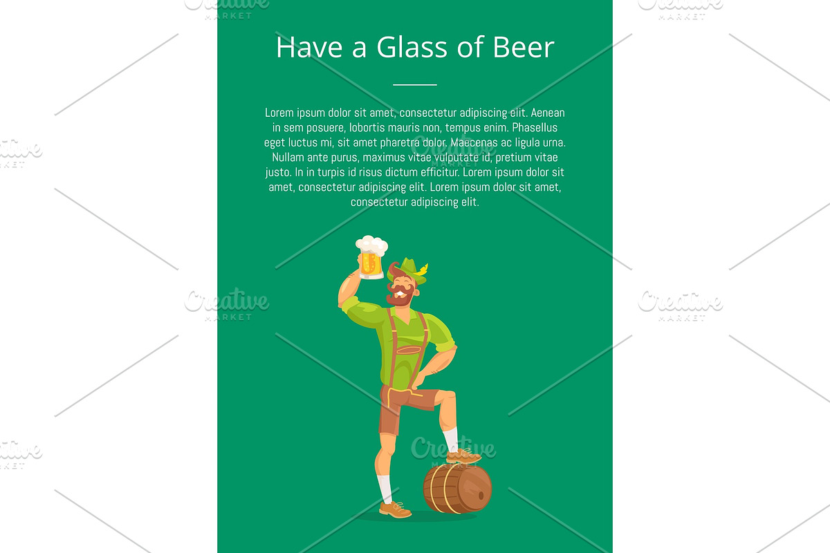 Have Glass of Beer Poster with Man in Illustrations - product preview 8