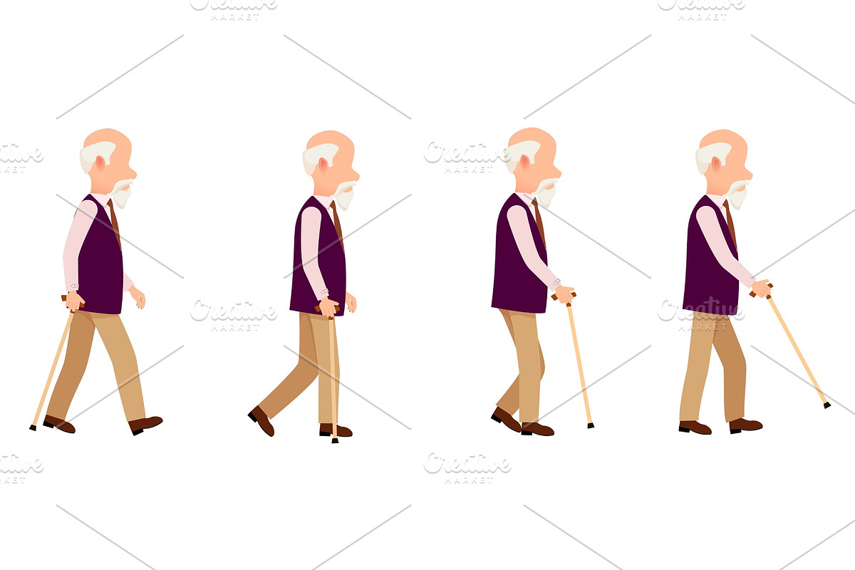 Person with Cane Thin Stick with in Illustrations - product preview 8