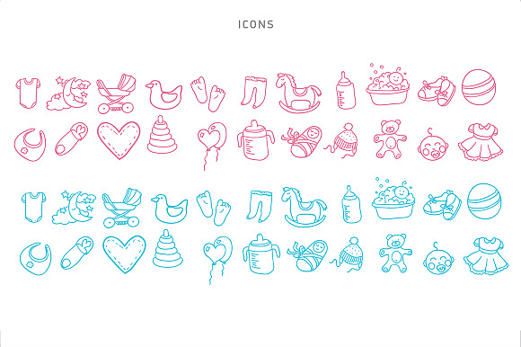 Baby Shower lettering & icons set in Objects - product preview 2