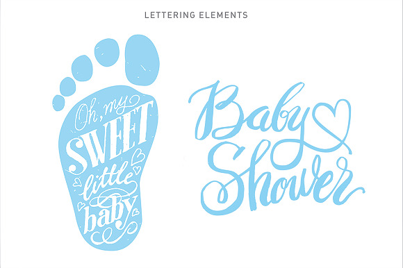 Baby Shower lettering & icons set in Objects - product preview 5