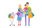 Shopping Family Vector Illustration