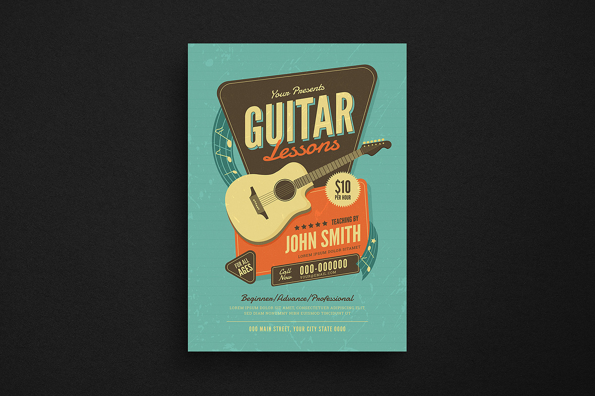 Guitar Lessons Flyer in Flyer Templates - product preview 8