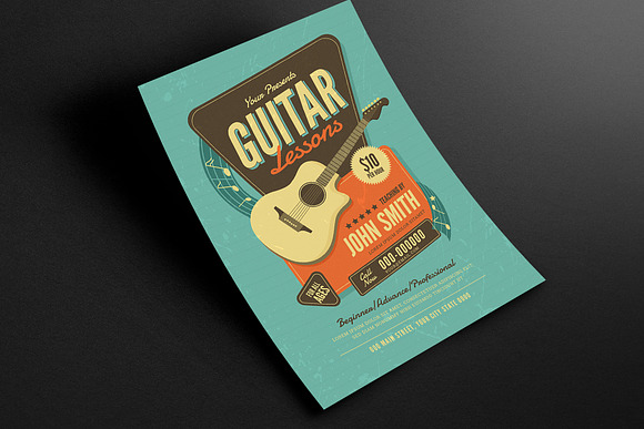 Guitar Lessons Flyer in Flyer Templates - product preview 2