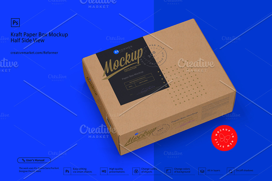 Download Paper Box Mockup Half Side View | Creative Product Mockups ~ Creative Market